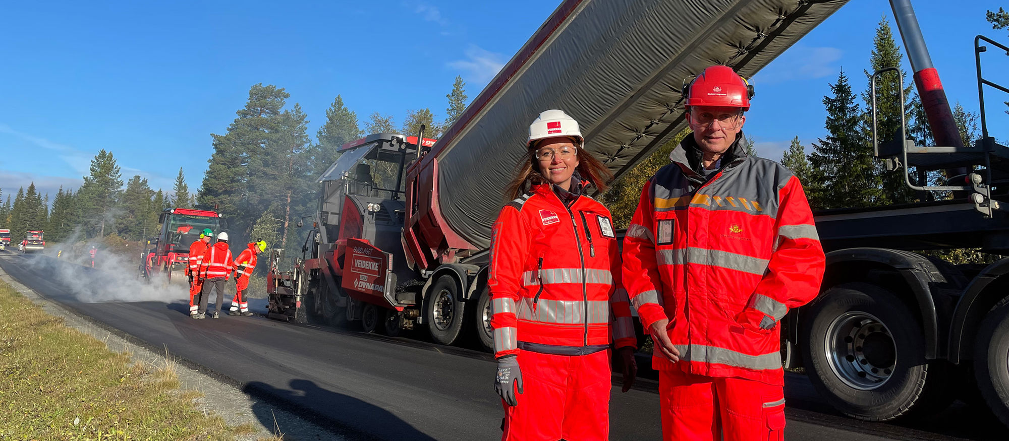 Asfalt på veistrekning. Miljøasfalt. Foto.